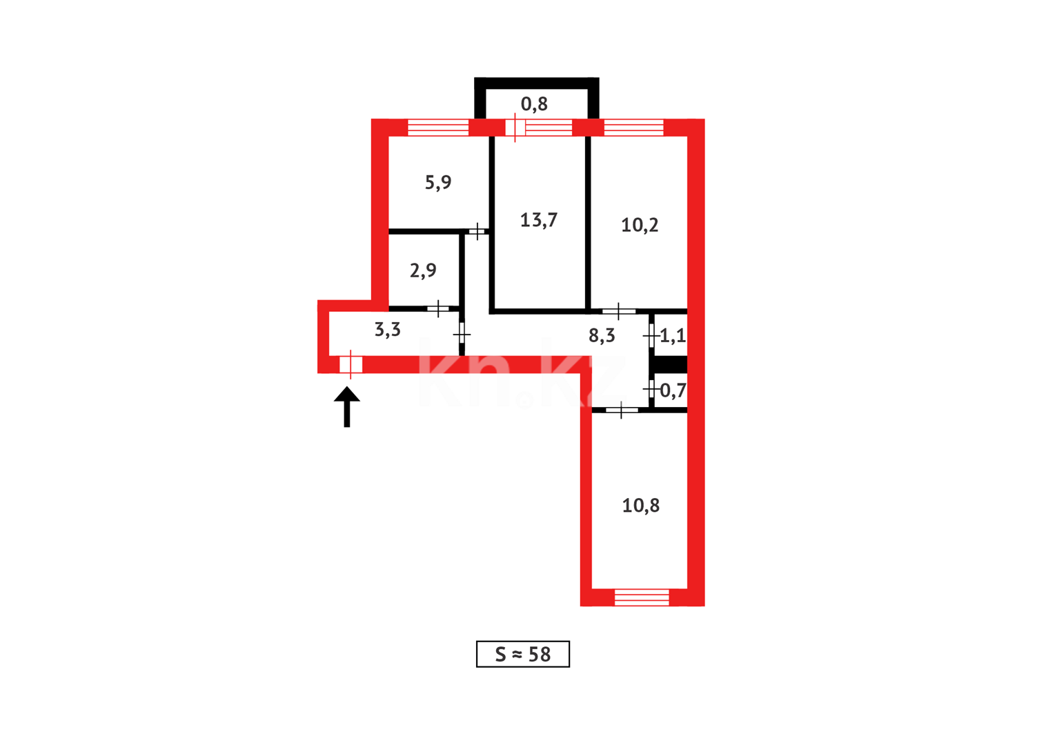 Продажа 3-комнатной квартиры, 57 м² - Продажа недвижимости в Темиртау - страница 7 фото 12 из 12