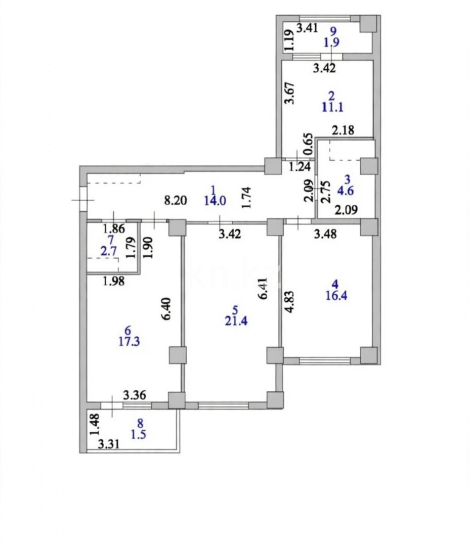 Продажа 3-комнатной квартиры, 90 м² в Астане