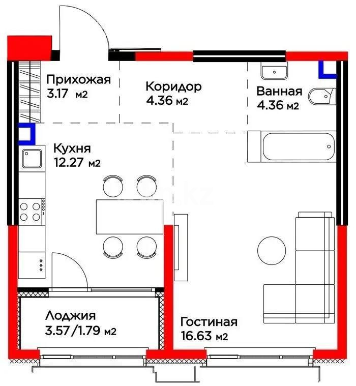 Продажа 1-комнатной квартиры, 43 м² - Продажа квартир в новостройках Алматы без посредников фото 1 из 1