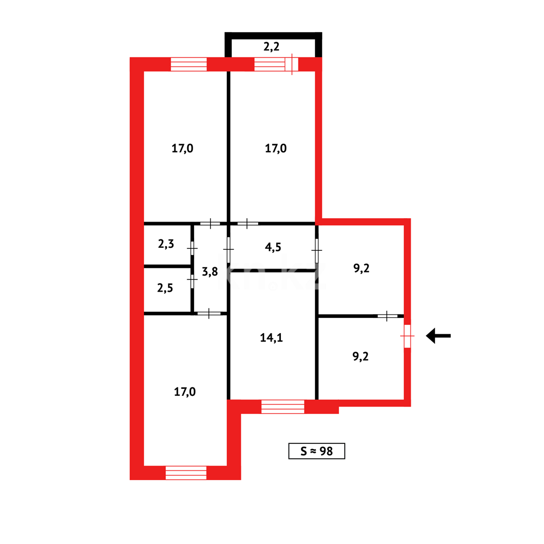 Продажа 3-комнатной квартиры, 98 м² в Караганде - фото 25
