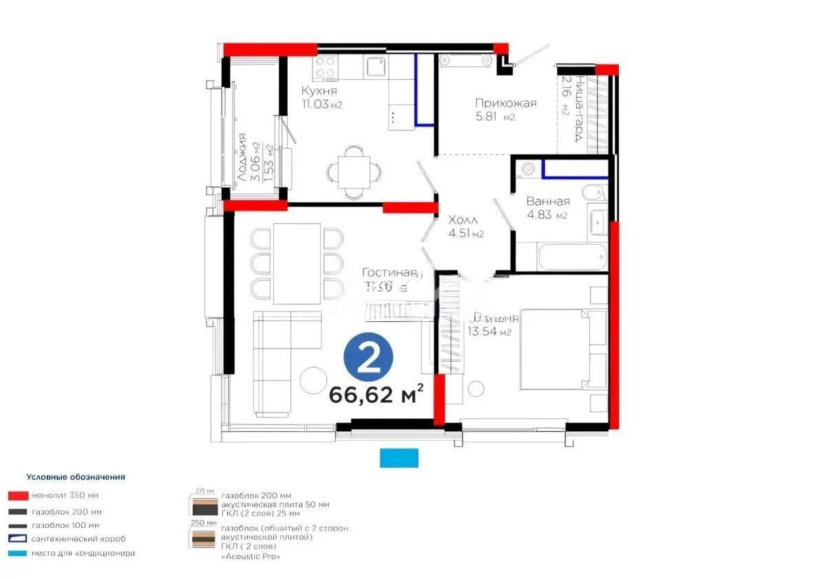 Продажа 2-комнатной квартиры, 66.62 м², пр. Аль-Фараби, дом  3 - Продажа квартир в Астане фото 1 из 1