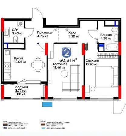 Продажа 2-комнатной квартиры, 60.31 м², ул. Бухар жырау, дом  33 - Продажа  двухкомнатных квартир в новостройках Астаны без посредников фото 1 из 1