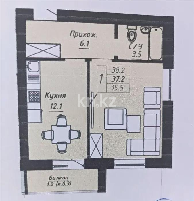 Продажа 1-комнатной квартиры, 39 м² - Продажа комнат в Усть-Каменогорске фото 1 из 1