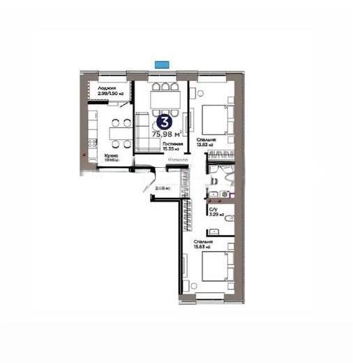 Продажа 3-комнатной квартиры, 76 м² - Продажа  трехкомнатных квартир в новостройках Астаны - страница 10 фото 1 из 1