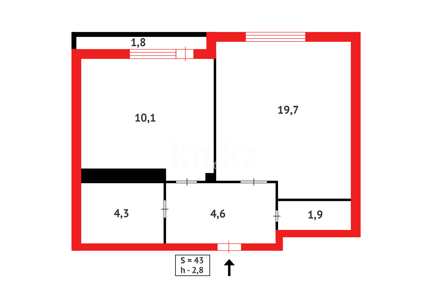 Продажа 1-комнатной квартиры, 42.9 м² - Продажа  однокомнатных квартир в новостройках Астаны фото 2 из 2