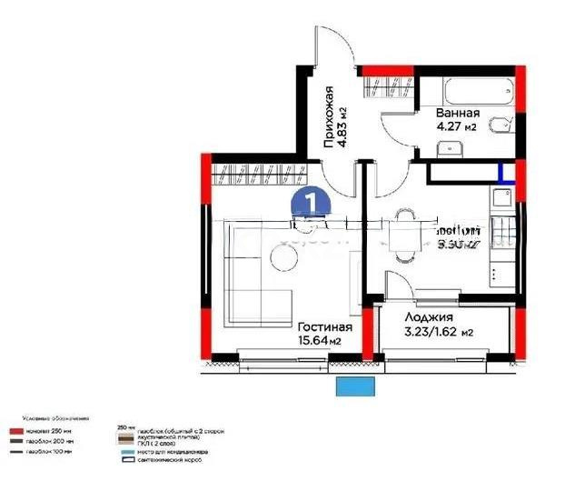 Продажа 1-комнатной квартиры, 35.8 м² в Астане