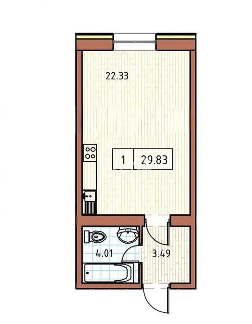 Продажа 1-комнатной квартиры, 29.83 м², ул. Жантай батыр, дом  66 - Продажа квартир в Казахстане фото 1 из 1