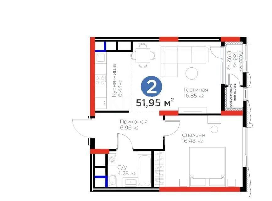 Продажа 2-комнатной квартиры, 52 м², пр. Туран, дом  41 - Продажа квартир в Астане фото 1 из 1