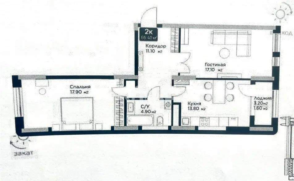 Продажа 2-комнатной квартиры, 66.4 м² - Недвижимость в Астане - страница 2 фото 5 из 5