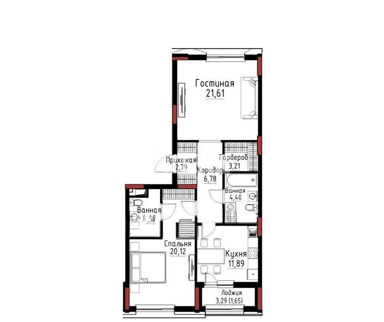 Продажа 2-комнатной квартиры, 76.85 м² - Продажа  двухкомнатных квартир в новостройках Астаны - страница 3 фото 1 из 1