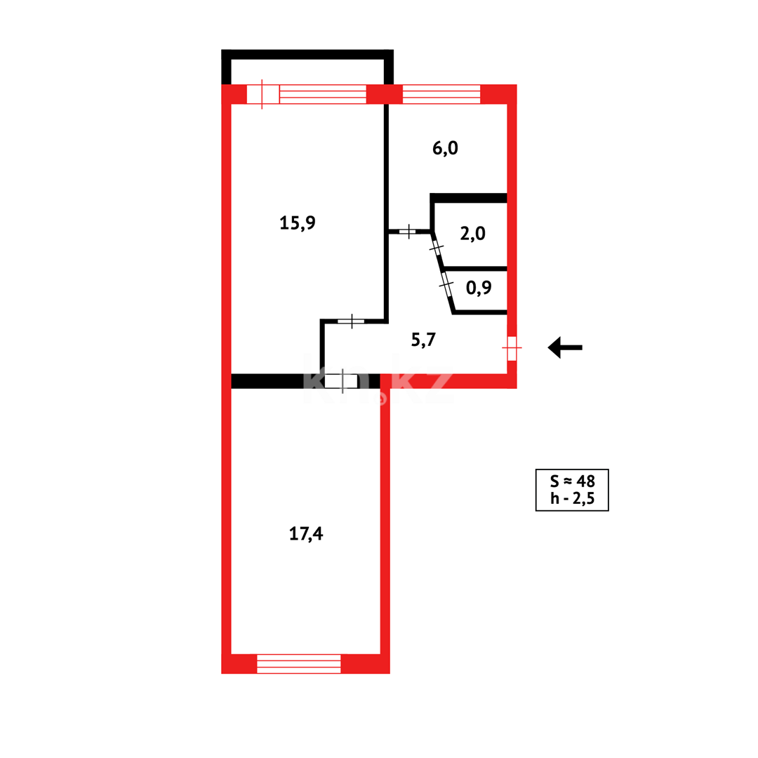 Продажа 2-комнатной квартиры, 47 м² в Караганде - фото 9