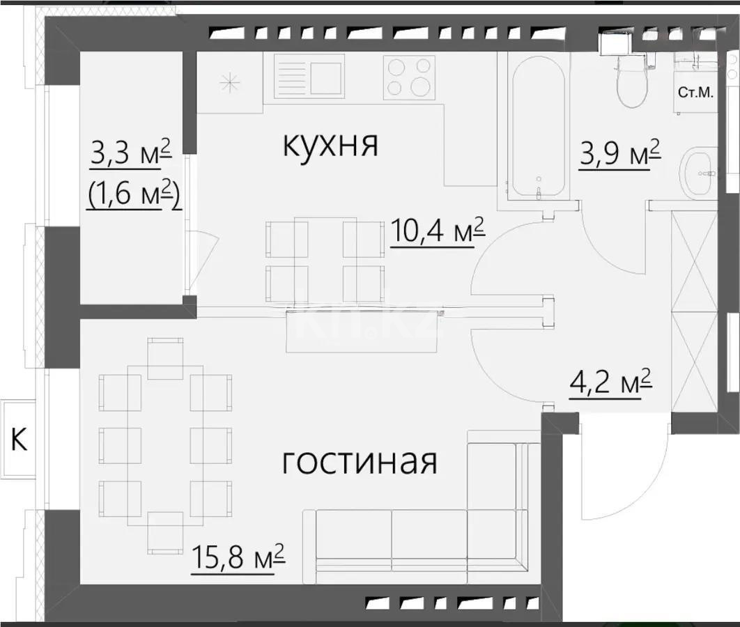 Продажа 1-комнатной квартиры, 37 м² - Продажа квартир в Казахстане - страница 22 фото 1 из 1
