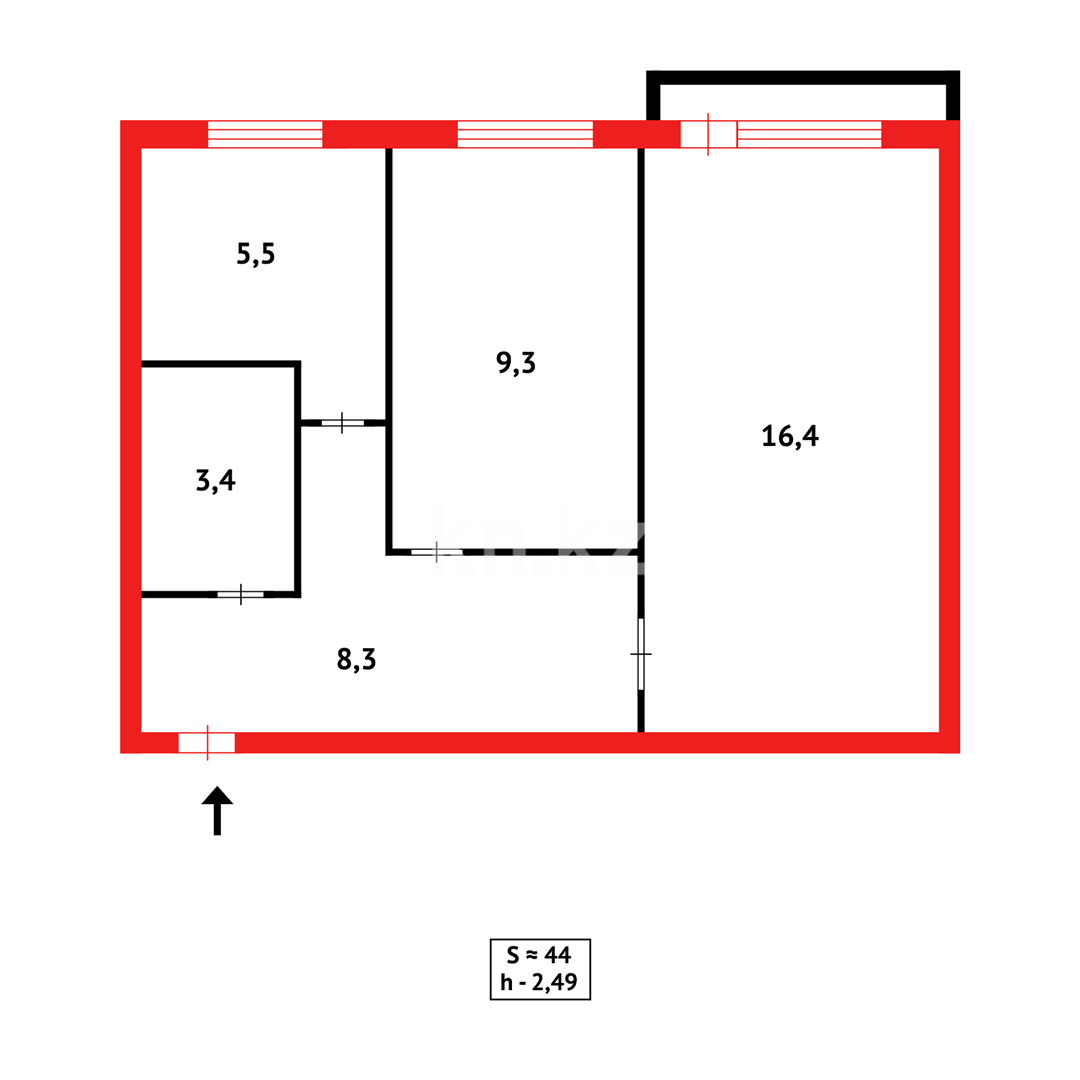 Продажа 2-комнатной квартиры, 45 м² - Продажа двухкомнатных квартир в Караганде фото 10 из 10