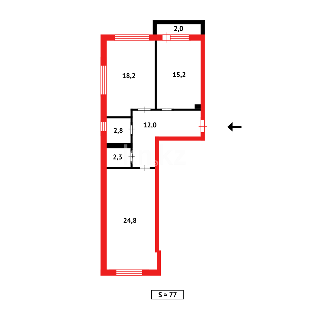 Продажа 2-комнатной квартиры, 74 м², ул. Е-489, дом  5 в Астане - фото 13