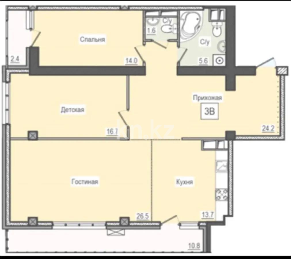 Продажа 3-комнатной квартиры, 108 м², ул. Кунаева, дом  15/1 в Алматы