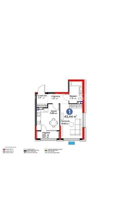 Продажа 1-комнатной квартиры, 43.44 м², ул. Водопроводная, дом  7/2 в Алматы