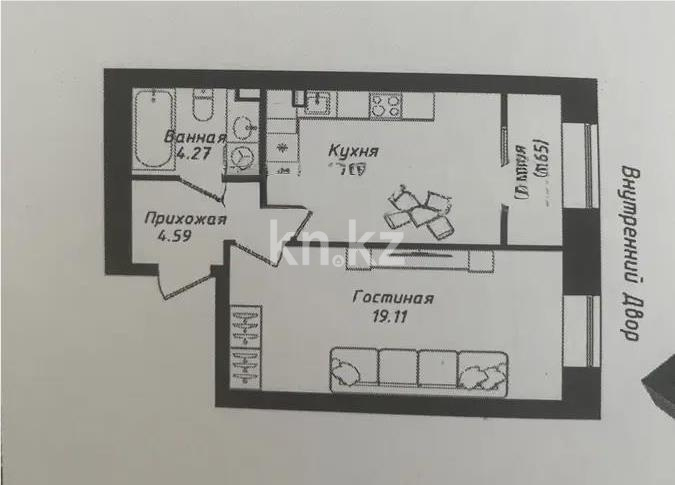 Продажа 1-комнатной квартиры, 43 м² в Астане