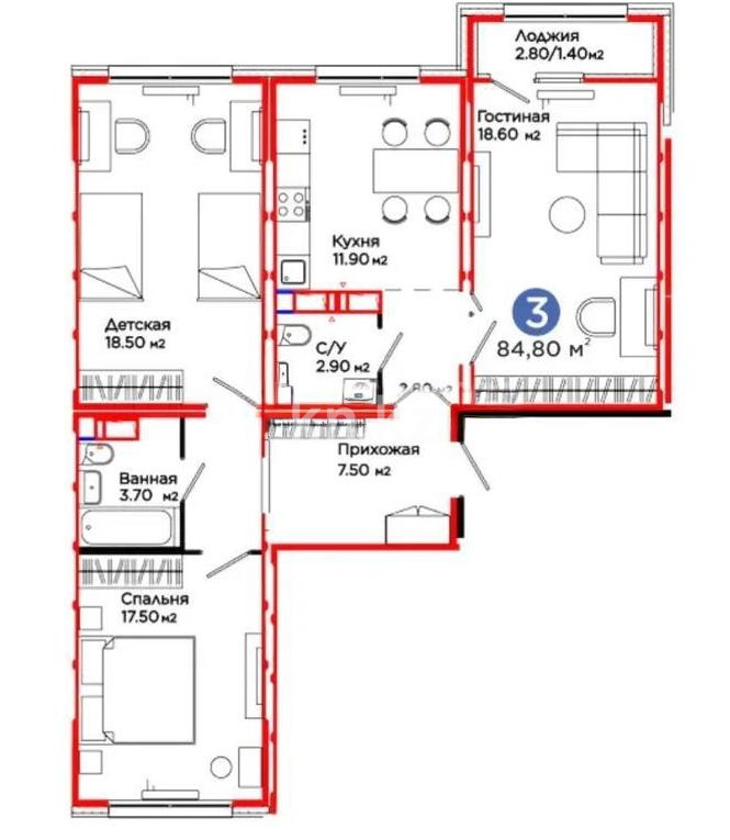 Продажа 3-комнатной квартиры, 84.8 м² в Астане - фото 7
