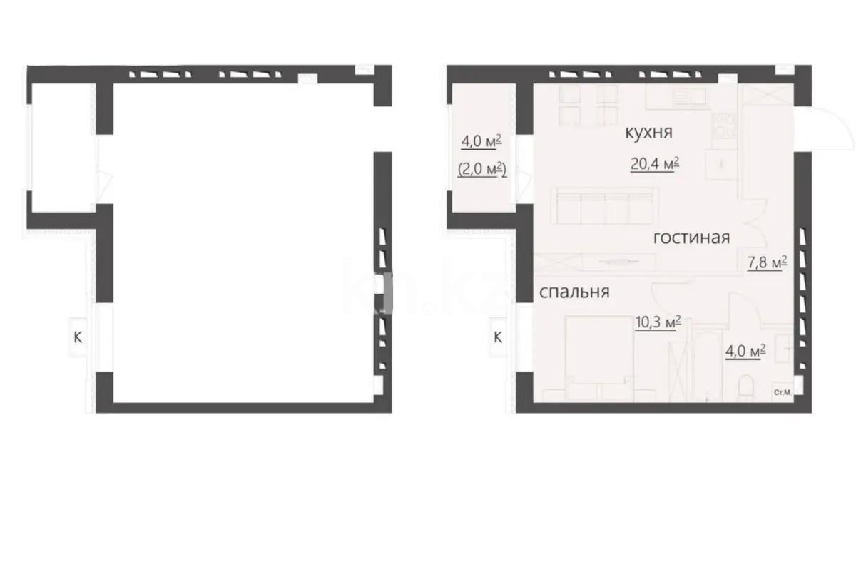Продажа 2-комнатной квартиры, 46 м², 067 учетный квартал, дом  464/4 в Караганде