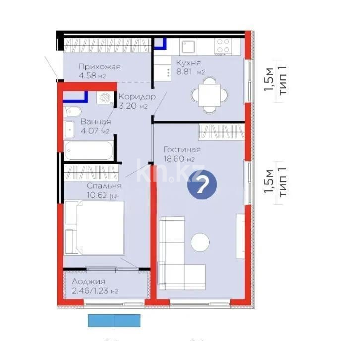 Продажа 2-комнатной квартиры, 51.11 м² - Продажа квартир в новостройках Алматы без посредников - страница 2 фото 1 из 1