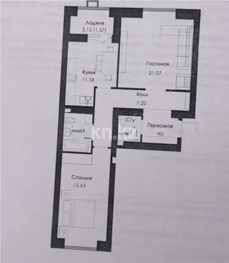 Продажа 2-комнатной квартиры, 71.39 м², ул. Сызганова, дом  1/2 в Астане