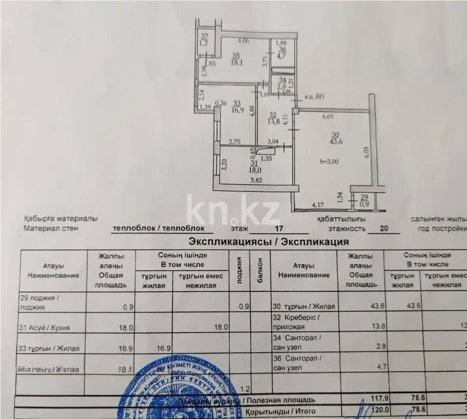 Продажа 3-комнатной квартиры, 120 м² в Алматы