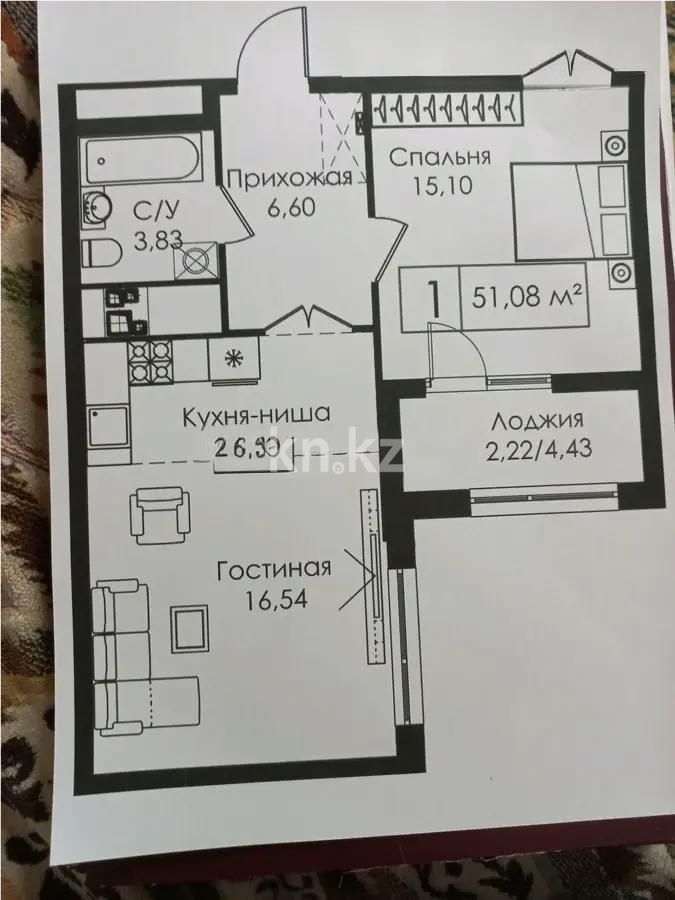 Продажа 2-комнатной квартиры, 51 м², пр. Улы Дала, дом  25 - Продажа квартир в Астане фото 1 из 1