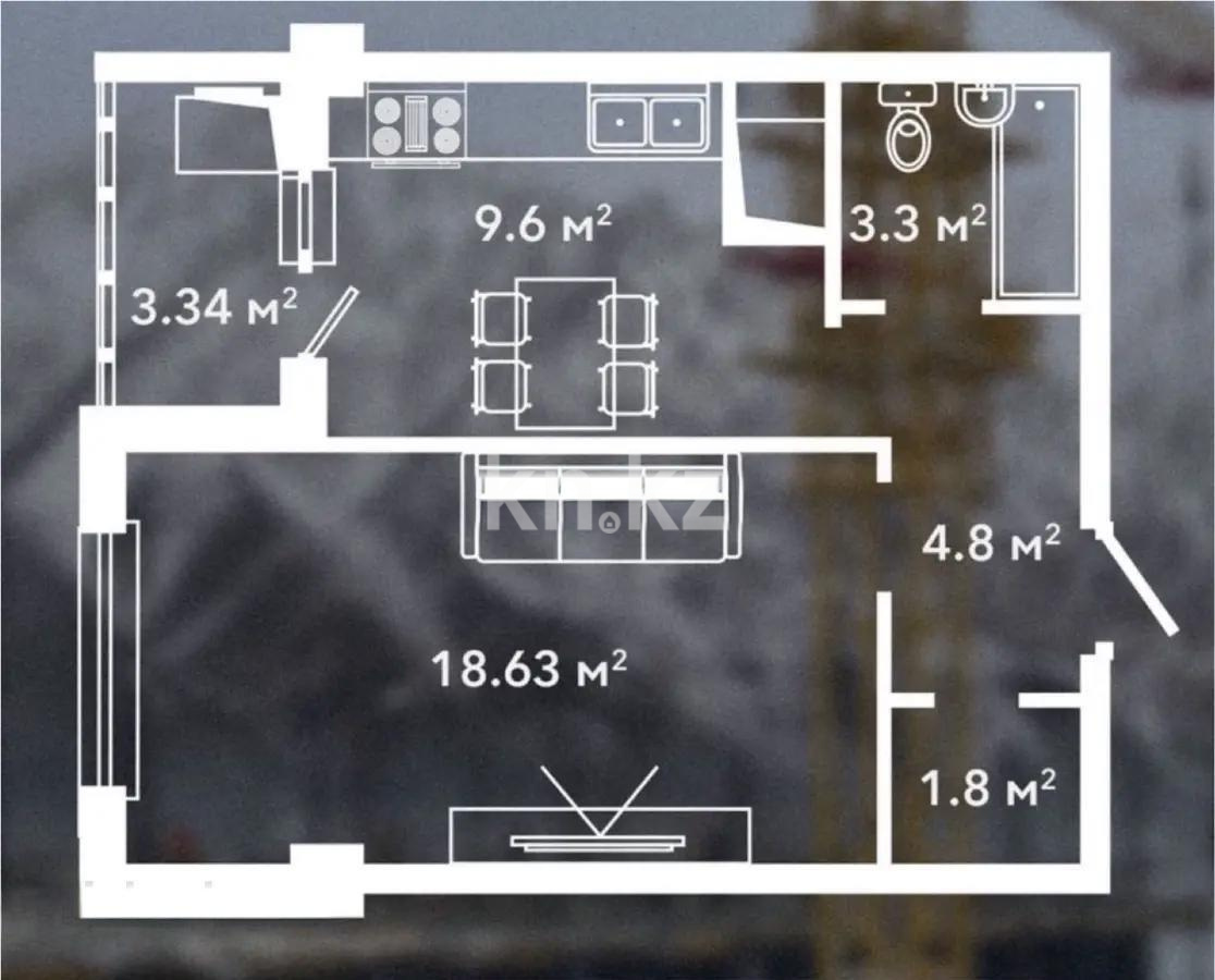 Продажа 1-комнатной квартиры, 40 м², ул. Есенова, дом  160/3 - Продажа  однокомнатных квартир в новостройках Алматы с фото фото 1 из 1