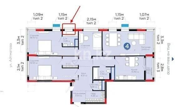 Продажа 4-комнатной квартиры, 126.6 м² в Астане