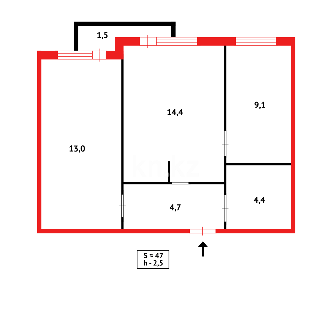 Продажа 2-комнатной квартиры, 48 м², ул. Затаевича (Зональная) - Продажа квартир в Караганде фото 12 из 12