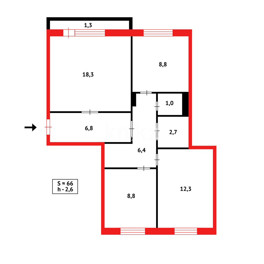 Продажа 3-комнатной квартиры, 66 м² в Караганде - фото 16