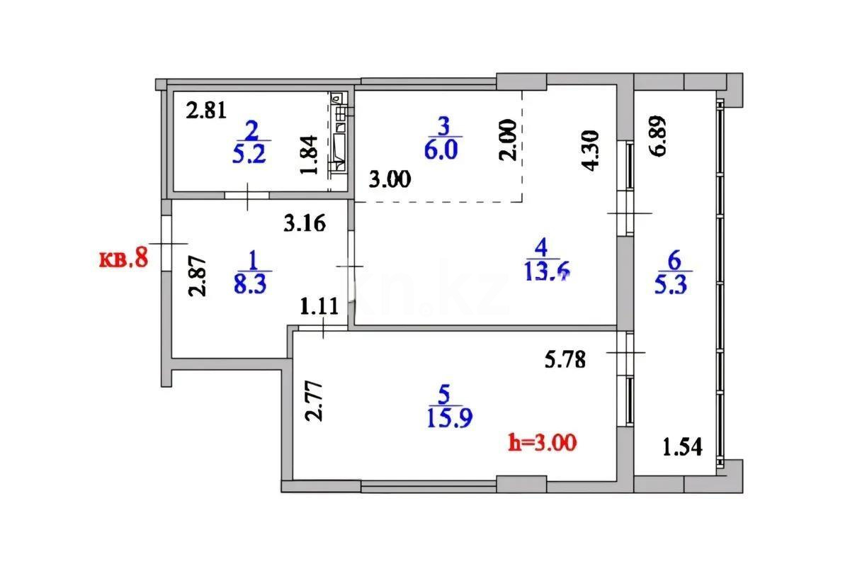 Продажа 2-комнатной квартиры, 54.3 м², ул. Жошы хана, дом  7/2 в Астане