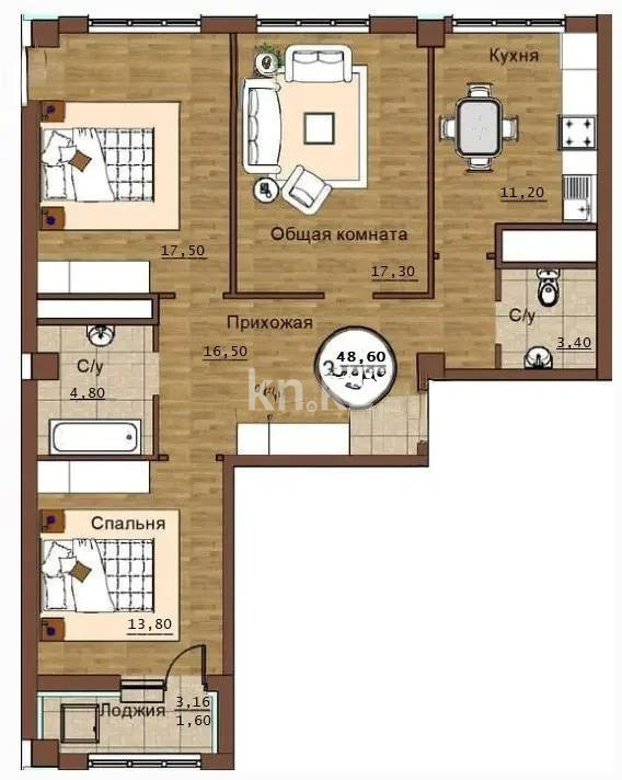 Продажа 3-комнатной квартиры, 86.1 м² - Продажа квартир в Казахстане - страница 31 фото 7 из 7