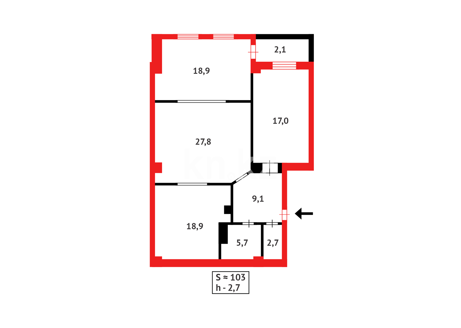 Продажа 3-комнатной квартиры, 103 м² - Продажа трехкомнатных квартир в блочном доме в Караганде фото 29 из 29