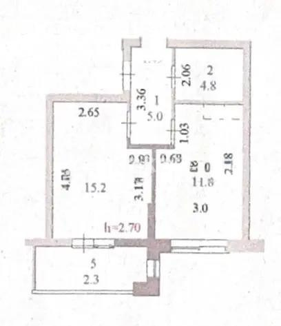Продажа 2-комнатной квартиры, 39.1 м² в Астане