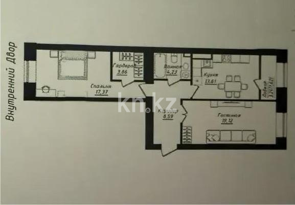 Продажа 2-комнатной квартиры, 68.4 м² в Астане