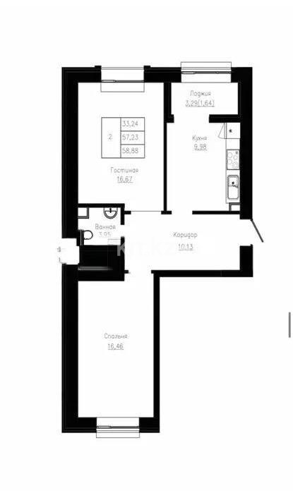 Продажа 2-комнатной квартиры, 59 м², ул. Казыбек би, дом  9 - Продажа  двухкомнатных квартир в новостройках Астаны фото 1 из 1