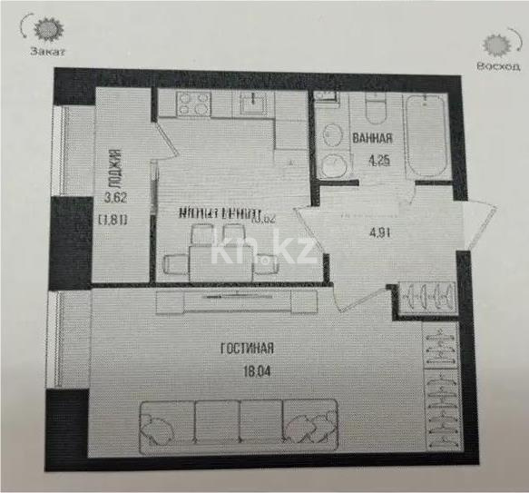 Продажа 1-комнатной квартиры, 39.63 м², ул. Серкебаева, дом  49 в Астане - фото 3