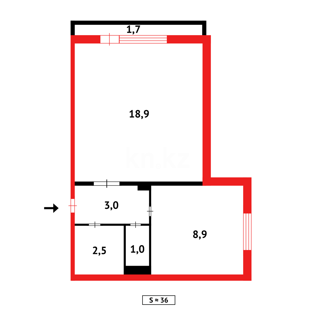 Продажа 1-комнатной квартиры, 38 м², мкр-н Степной-4, дом  27 - Продажа  однокомнатных квартир в Караганде с фото фото 10 из 15