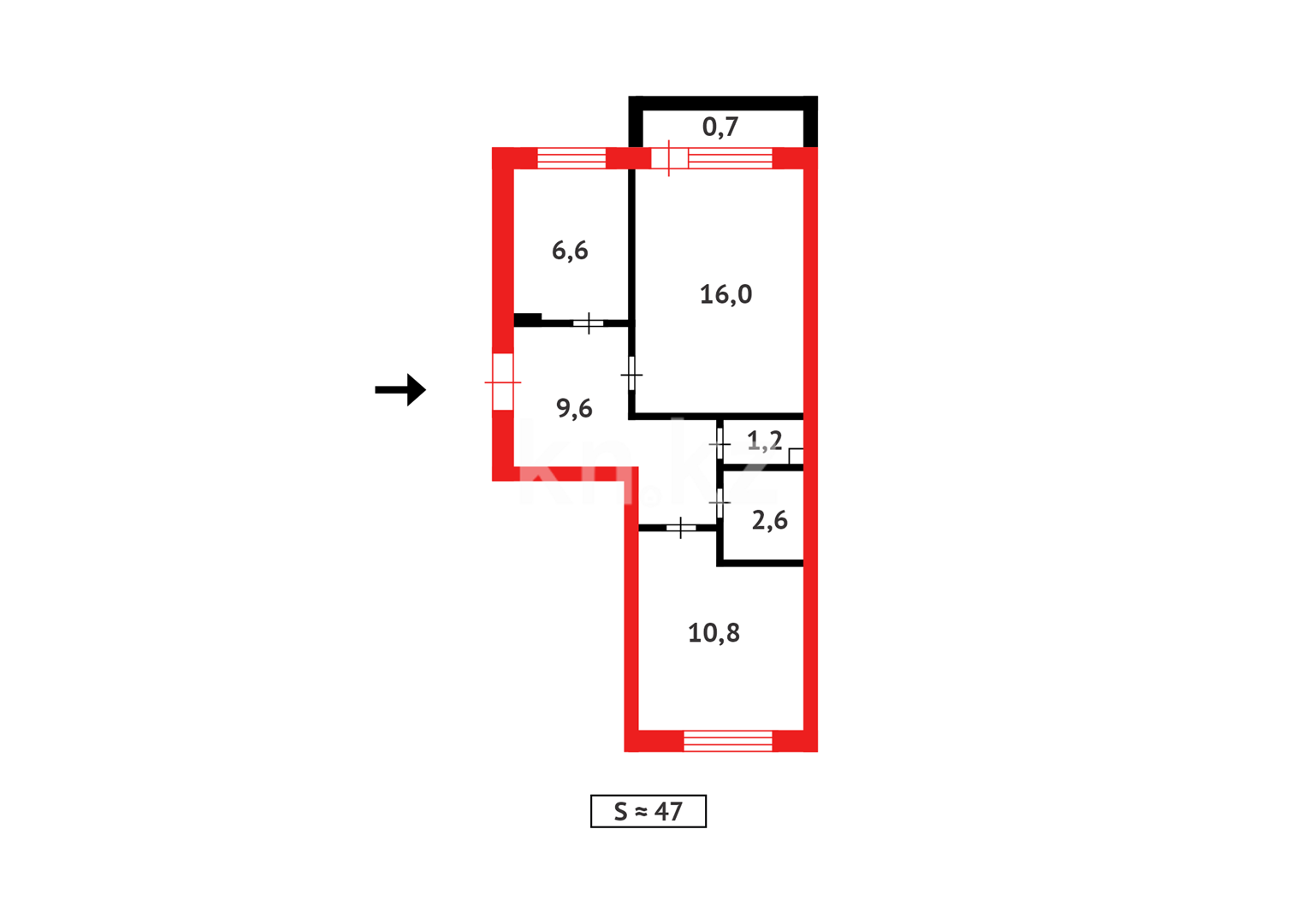 Продажа 2-комнатной квартиры, 47 м² - Продажа квартир в Кокшетау фото 8 из 8