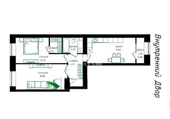 Продажа 2-комнатной квартиры, 64.2 м² - Продажа квартир в Казахстане - страница 31 фото 1 из 1