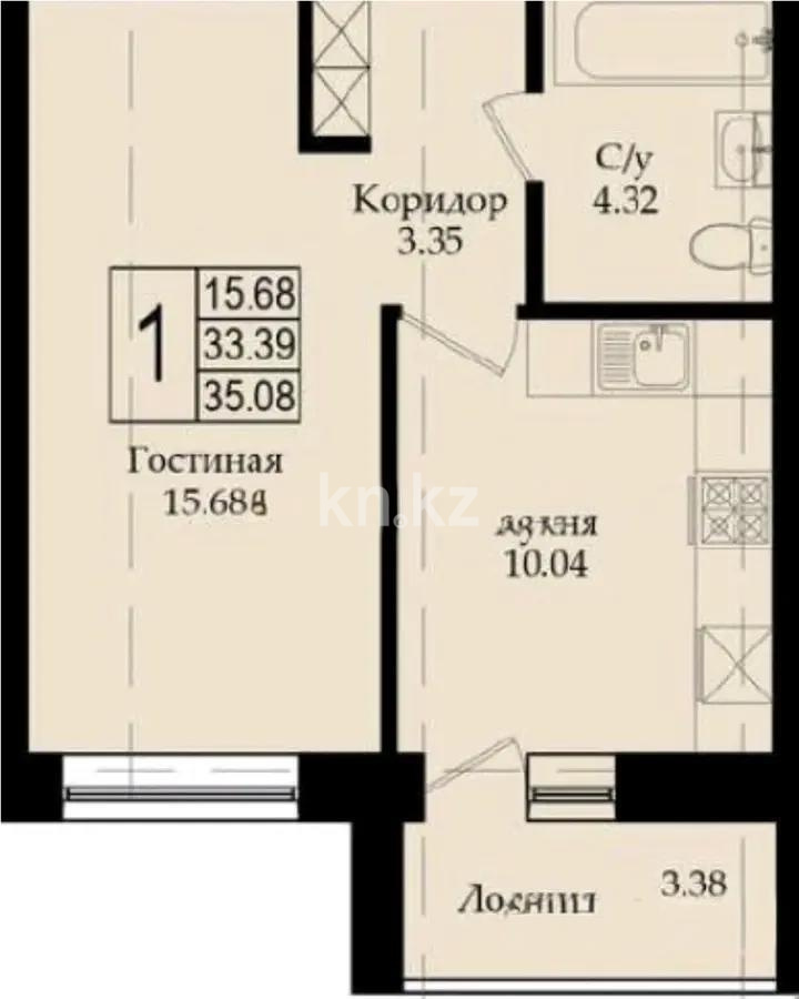 Продажа 1-комнатной квартиры, 35.08 м², ул. Айтматова, дом  67 - Продажа  однокомнатных квартир в Астане с фото фото 1 из 1