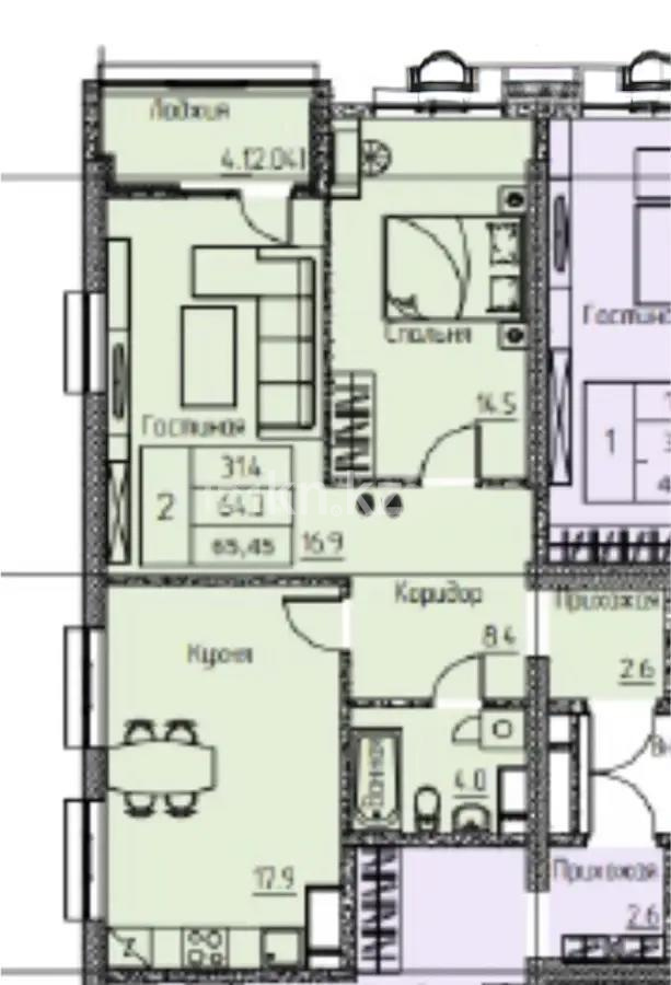 Продажа 2-комнатной квартиры, 65.45 м², ул. Кунаева, дом  189/1 - Продажа  двухкомнатных квартир в Алматы без посредников с фото фото 1 из 1