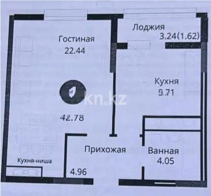 Продажа 1-комнатной квартиры, 43 м² в Астане