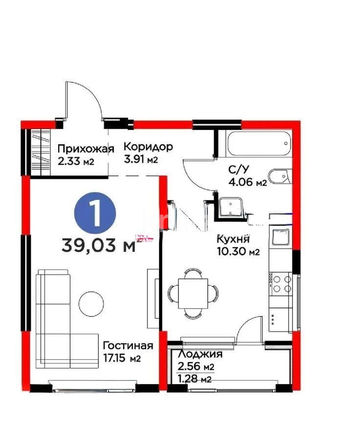 Продажа 1-комнатной квартиры, 39.3 м² в Алматы - фото 4