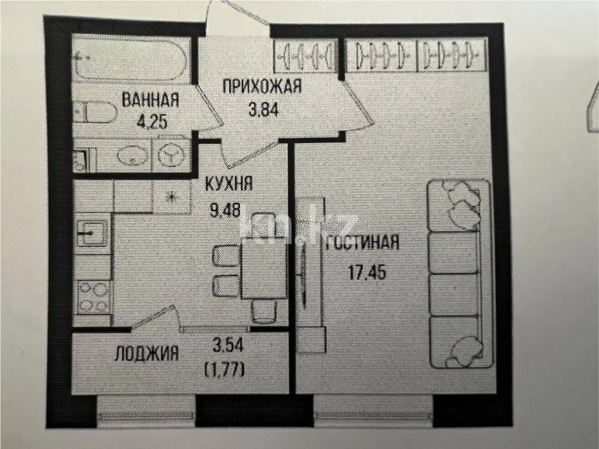 Продажа 1-комнатной квартиры, 36.79 м², ул. Серкебаева, дом  49 в Астане