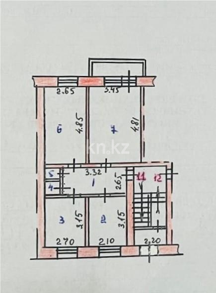 Продажа 3-комнатной квартиры, 60 м², мкр-н Заводской - Продажа квартир в Караганде фото 13 из 13