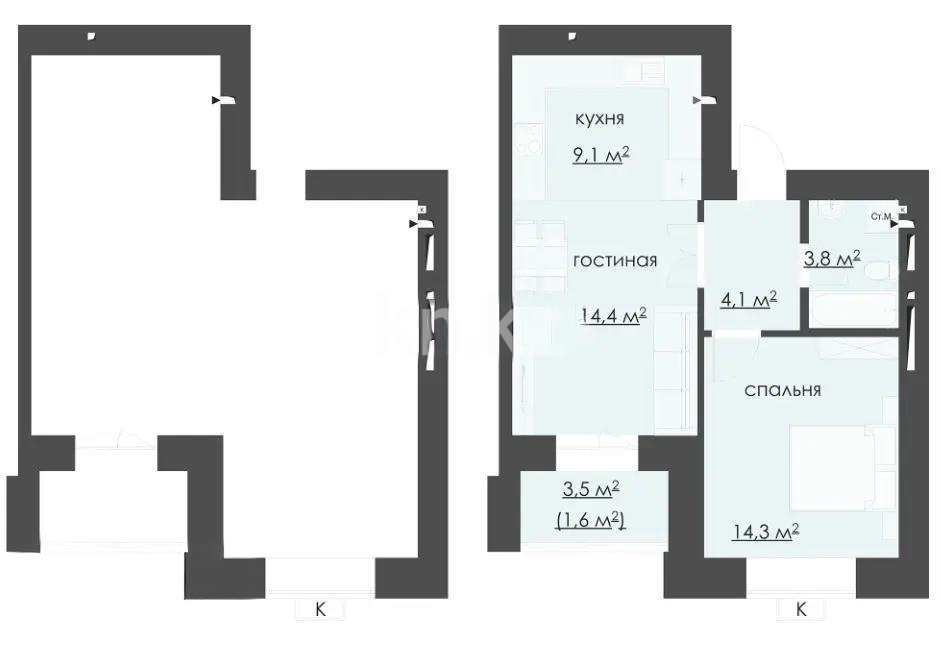 Продажа 2-комнатной квартиры, 48 м² - Продажа недвижимости в Караганде - страница 2 фото 3 из 3