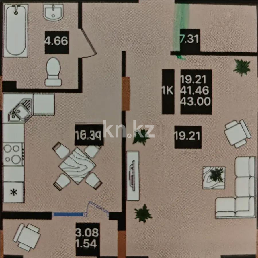 Продажа 1-комнатной квартиры, 43 м² в Астане