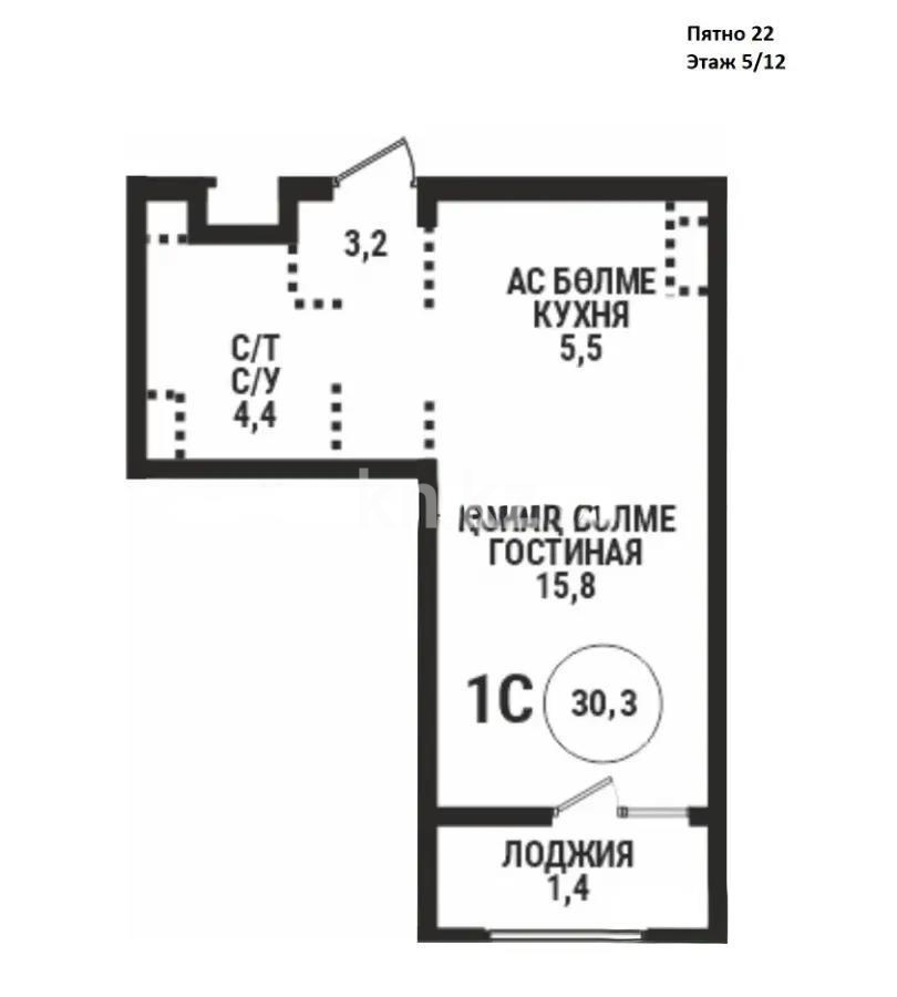Продажа 1-комнатной квартиры, 30.3 м² в Алматы
